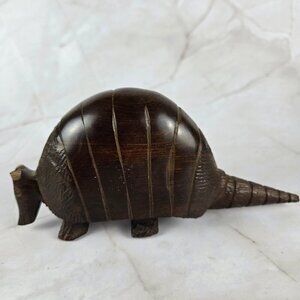 Vintage Hand Carved Ironwood Armadillo Detailed Carving Home Office Decoration